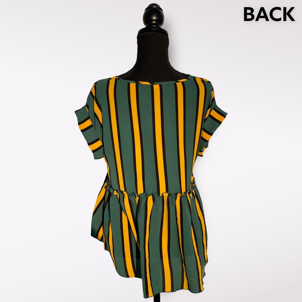 Love J Women’s Short-Sleeve Top Woth Yellow Black Stripes | Size M - Picture 4 of 6